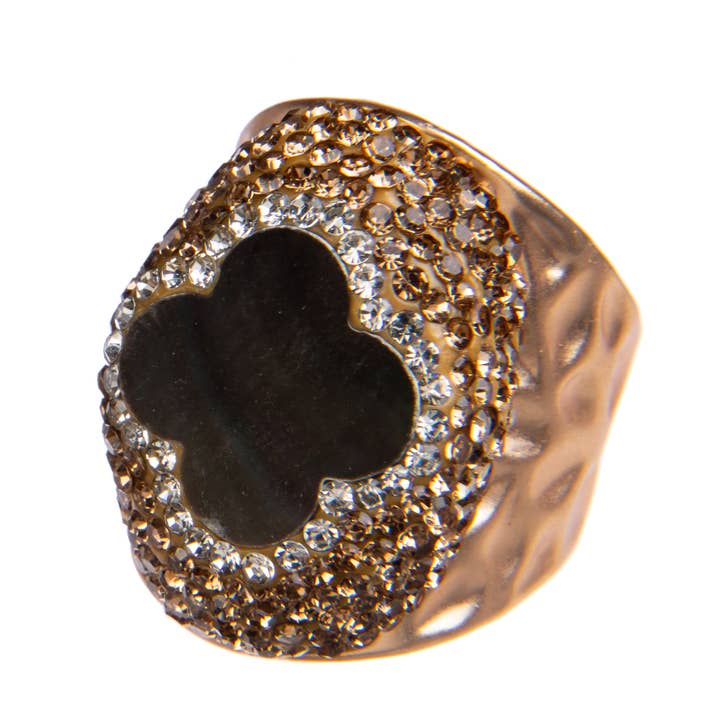 Ole - Vente Bague de cocktail/de cérémonie - Bague en alliage Clover Black Shell 1