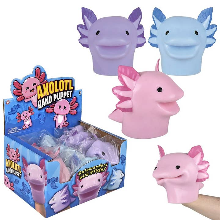 Marionetta elastica Axolotl Hand Puppet 6" LLB, giocattoli per bambini per la vendita all'ingrosso da parte di La Luna Bella - Toys