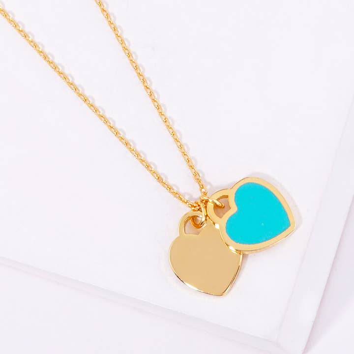 Sensibling Corp. - Wholesale Pendant/Charm Necklace - Enamel Metal Double Heart Pendant Necklace7