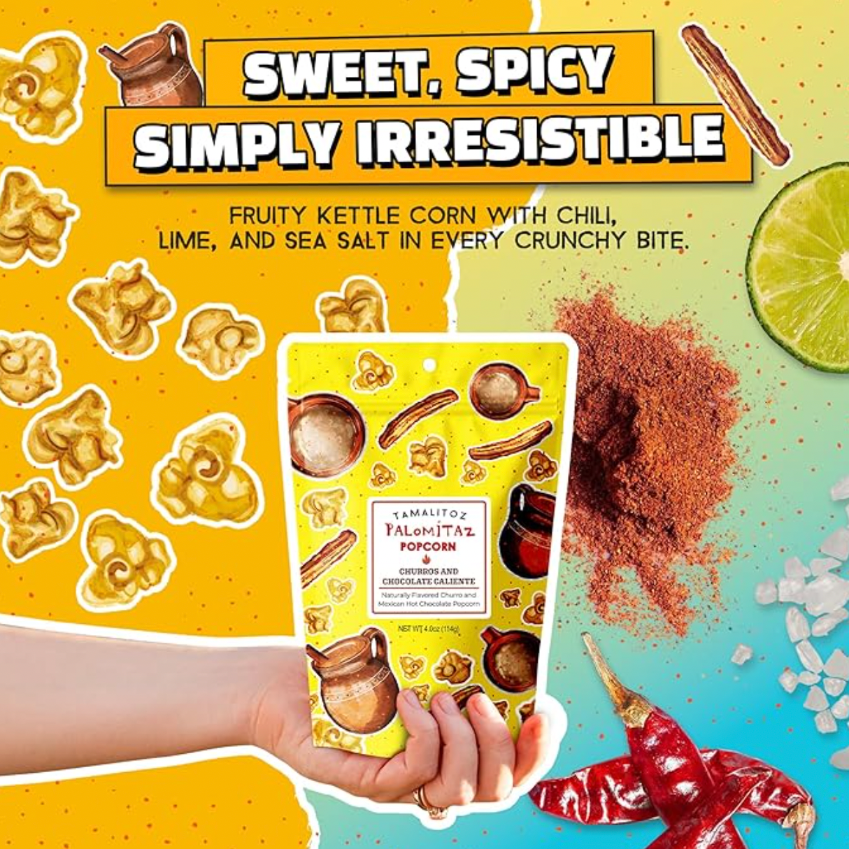 Sugarox Candy Studio LLC - Wholesale Popcorn - Churro and Spicy Mexican Hot Chocolate Palomitaz Popcorn 1