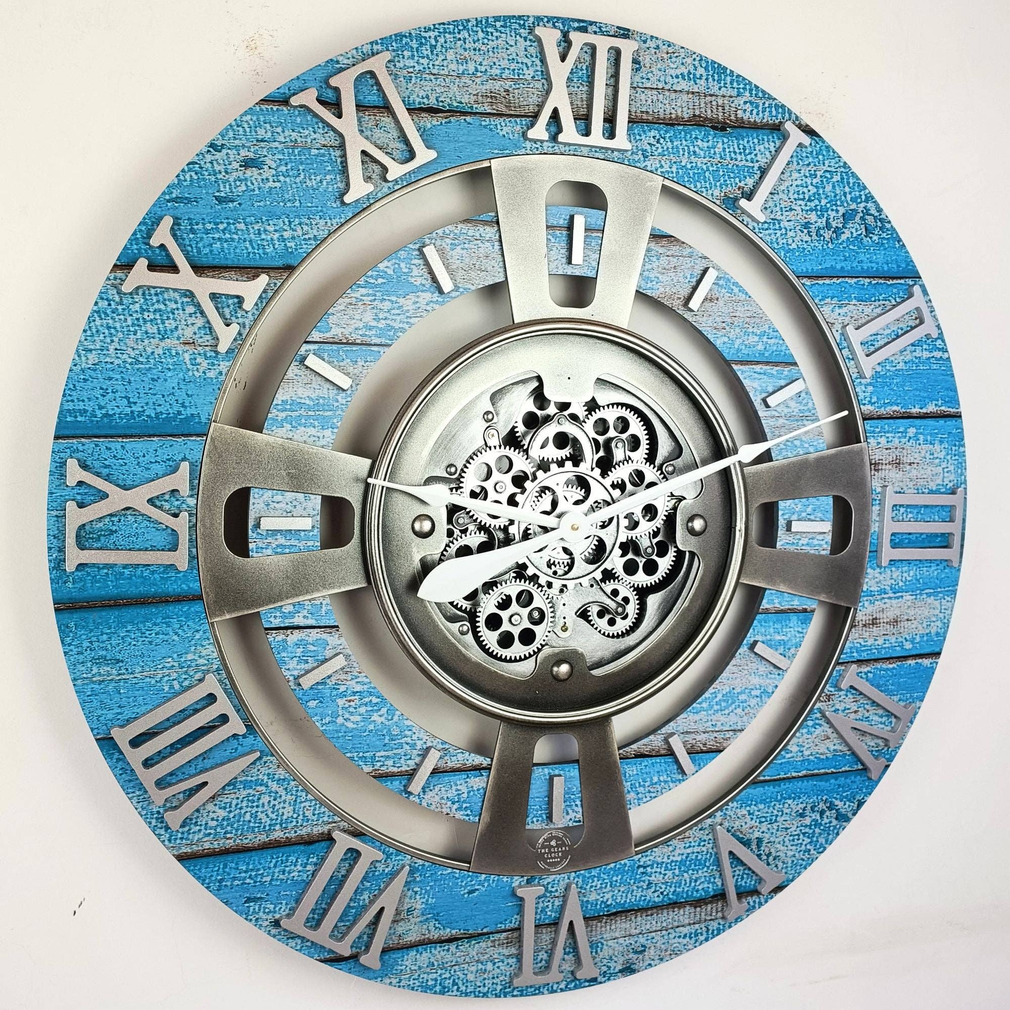 The Gears Clock - Wholesale Wall Clock - ENGLAND LINE WALL CLOCK ROUND 36 INCH OCEAN BLUE5