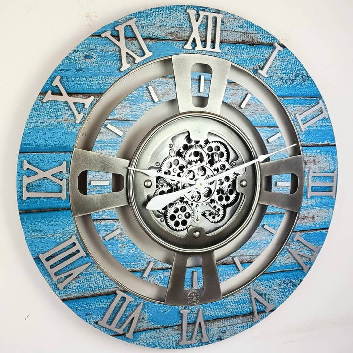 The Gears Clock - Wholesale Wall Clock - ENGLAND LINE WALL CLOCK ROUND 36 INCH OCEAN BLUE5