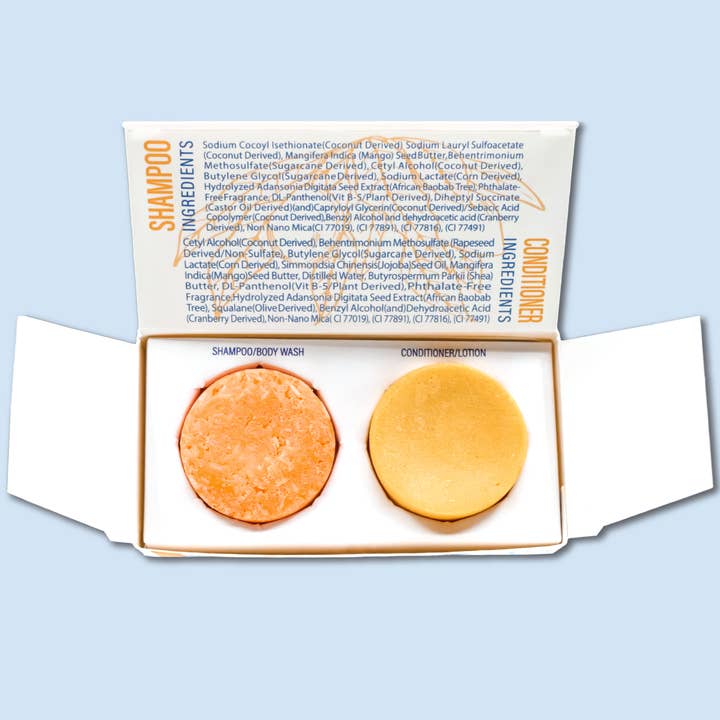 Luxiny Products - Luxurious Bath and Body - Wholesale Shampoo puck/solid shampoo - Shampoo & Conditioner Bar Sample Set | Mango | Plastic Free1