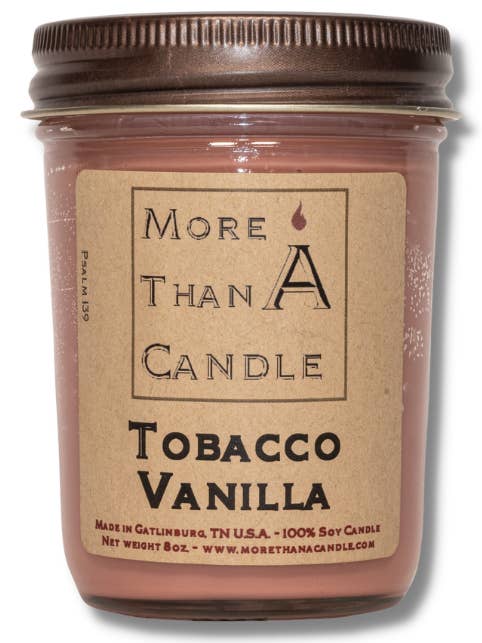 Tabac & Vanille - Pot en verre de 8 oz pour la vente par More Than Candle