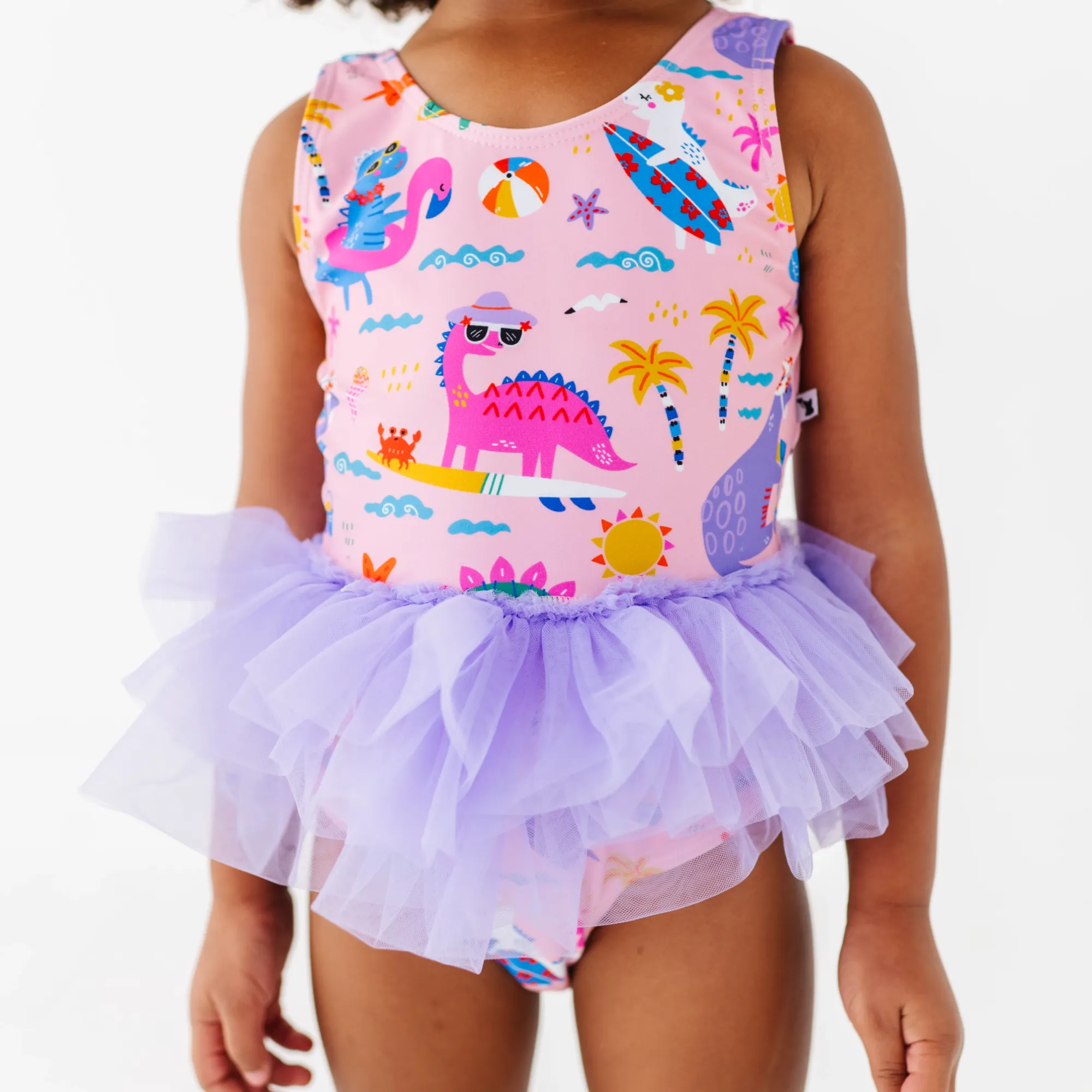 Kiki + Lulu - Wholesale One Piece Swimsuit - Kids - Pink Dino Girls Swimsuit With Tutu3