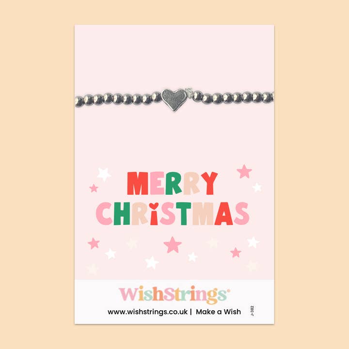 Merry Christmas - Heart Beaded Bracelet - J382 for wholesale by WishStrings