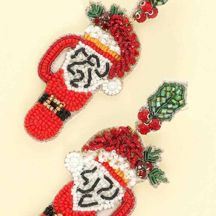 Rd Christmas Santa's Cup Post Earrings XE18616 for wholesale on Faire0