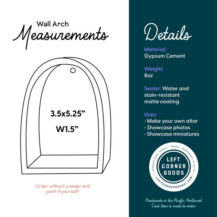Left Corner Goods - Wholesale Wall Mounted Shelf - Curio Arch Shelf for Trinkets, Wall Altar Shrine10
