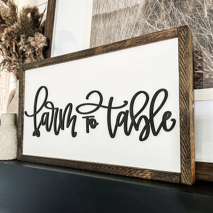 Farm to Table Wood Sign for wholesale by Dakota + Pine Design Co.