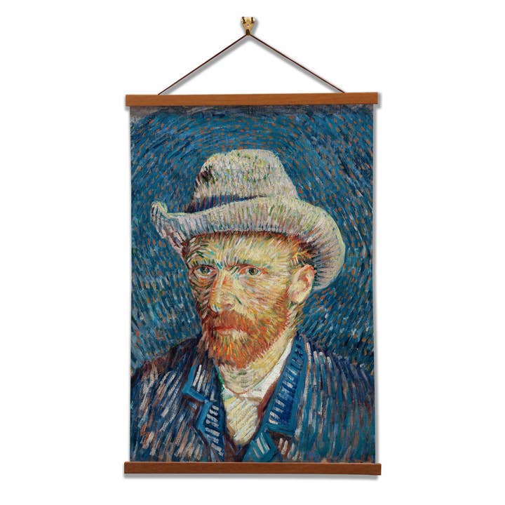 Autoritratto con cappello di feltro grigio (1887) di Vincent van Gogh per la vendita all'ingrosso da parte di Vintage Banners