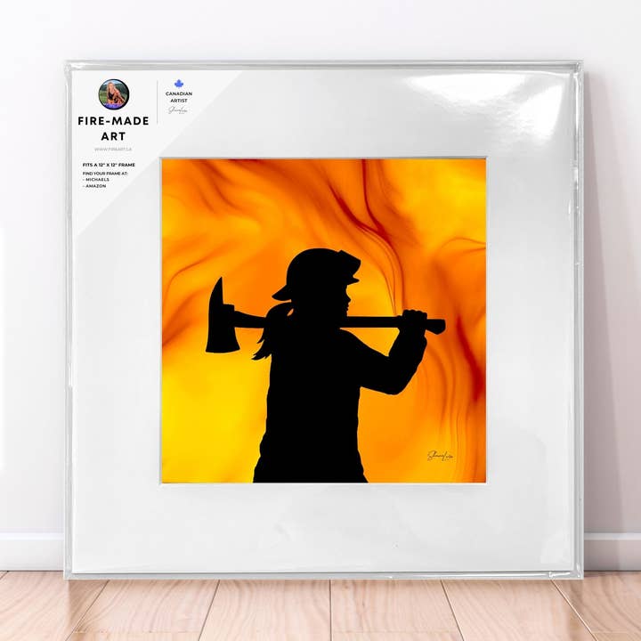 Onverschrokken | Fire-Made Art Female Firefighter Print voor wholesale door Fire-Made Art