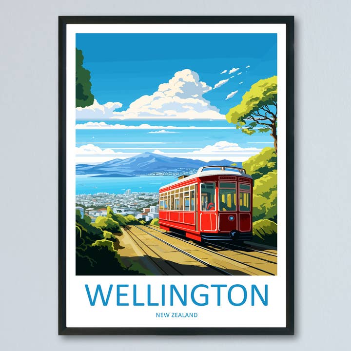 Wellington New Zealand Travel Poster for wholesale by TravelzonaArt