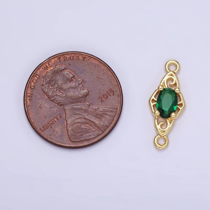 Aim Eternal - Vendita all'ingrosso Ciondolo/pendente - Connettore Artigianale in Oro Riempito 14K con CZ Verde, Rosa, Trasparente, Rosso, Blu, Viola | G347 - G3497