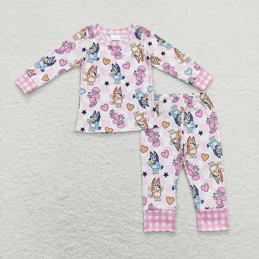 Aier Wholesale - Wholesale Sleepwear Set - Kids - Family Valentines Pink Dogs Fashion Clothing1