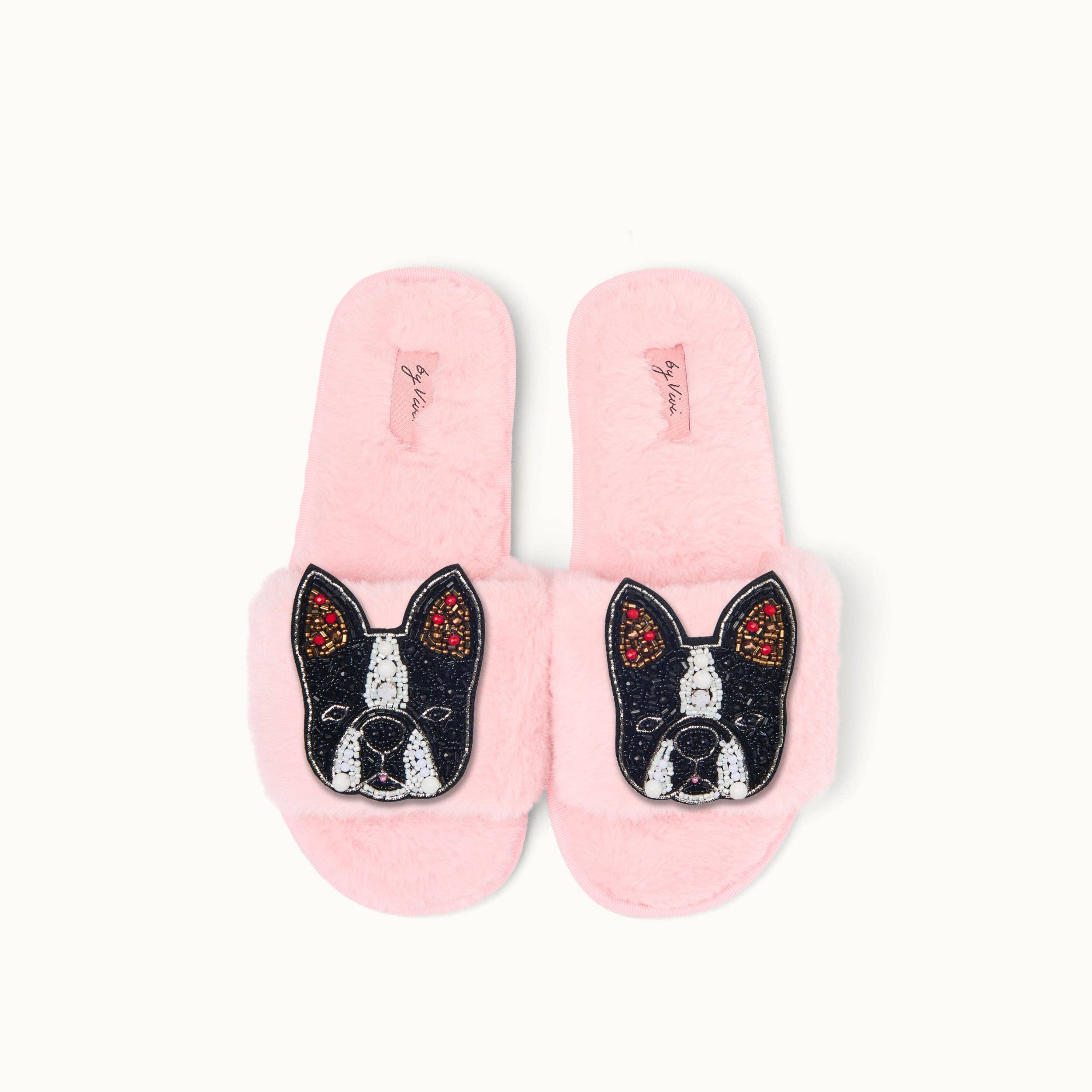 by Vivi. – Großhandel Hausschuhe – Damen – Broschenpaar für Slipper: Bulldogge6