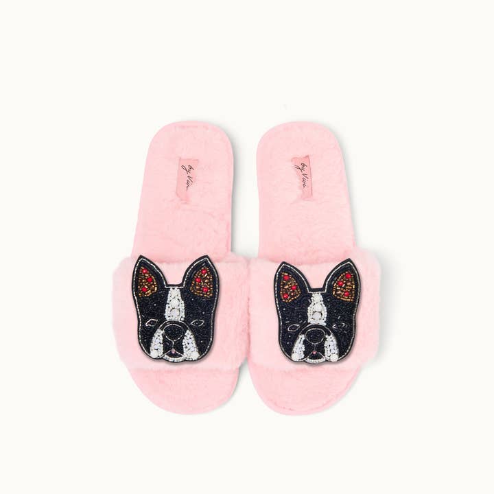 by Vivi. – Großhandel Hausschuhe – Damen – Broschenpaar für Slipper: Bulldogge6