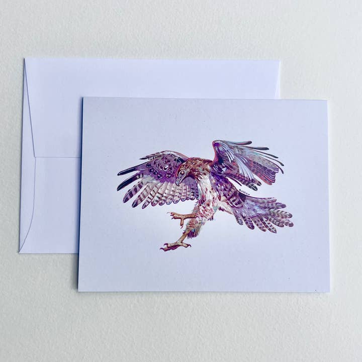 Red-Tailed Hawk Card for wholesale by Liz Burdick Arts