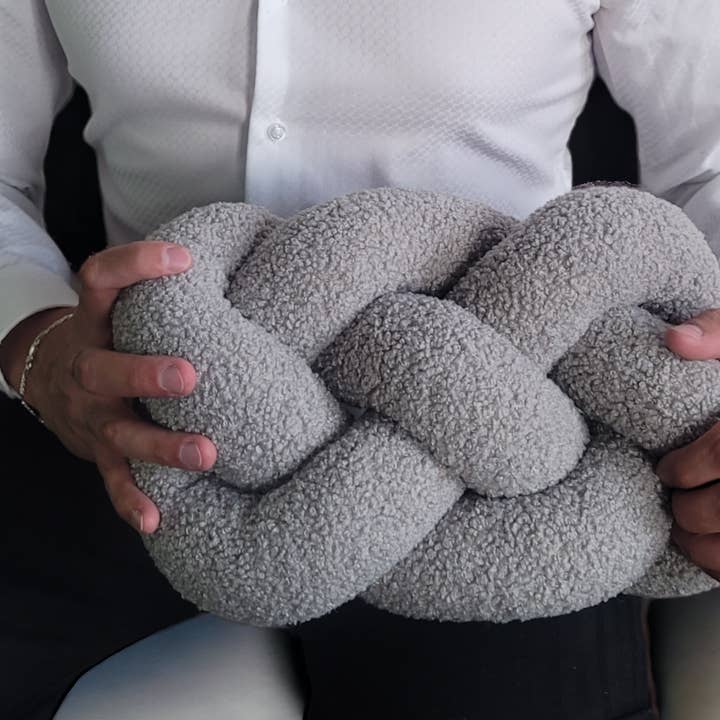 Boucle Knot pillow in Small Infinity shape - Trendy decor for wholesale by SUF Products LLC