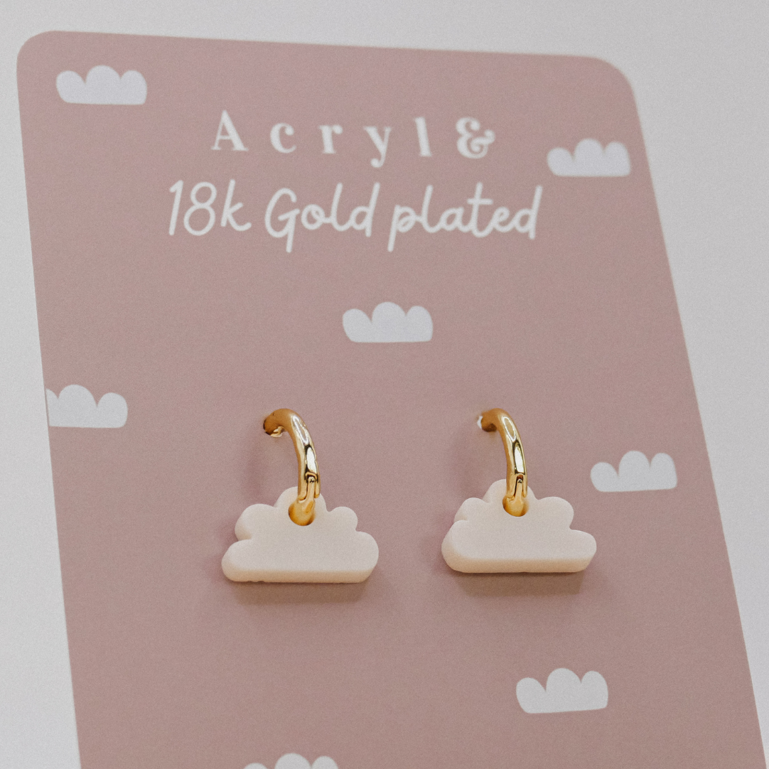 Tilda&Theo - Wholesale Dangle Earrings - 18K gold-plated white cloud creole creole cloud earrings1