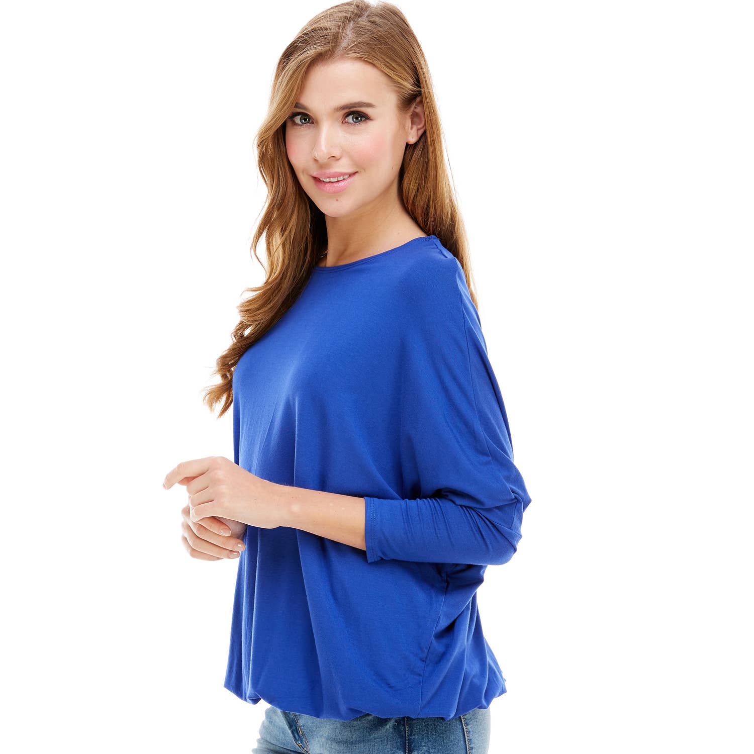Azules Clothing - Wholesale Tunic - Women's - ATP-2309RS-DOLMAN Sleeve Elastic Bottom Hem Tunic53