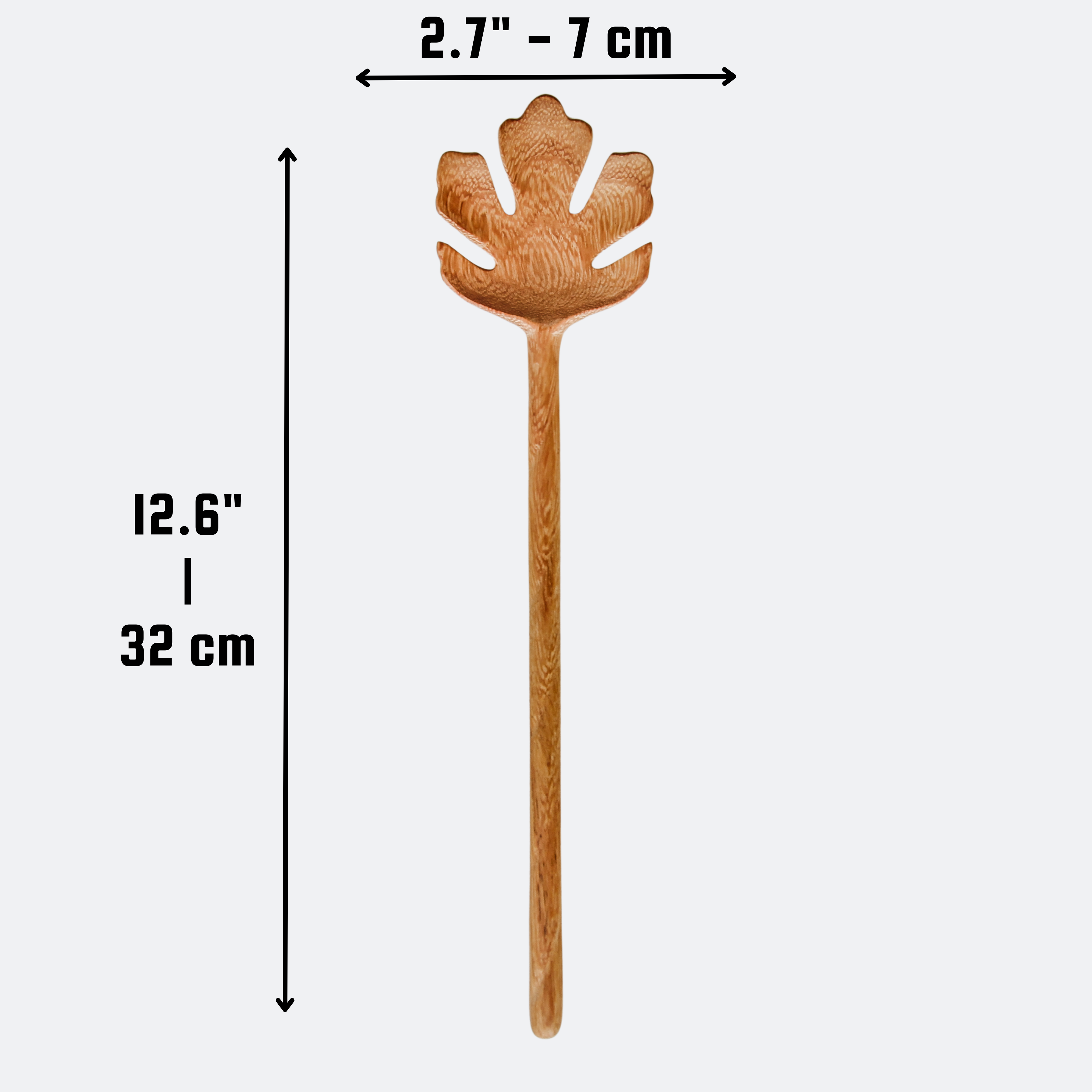 194 Craft House - Wholesale Serving Utensil - Hand Carved Leaf Shaped Wooden Spoon 12" - Serving Spoon1