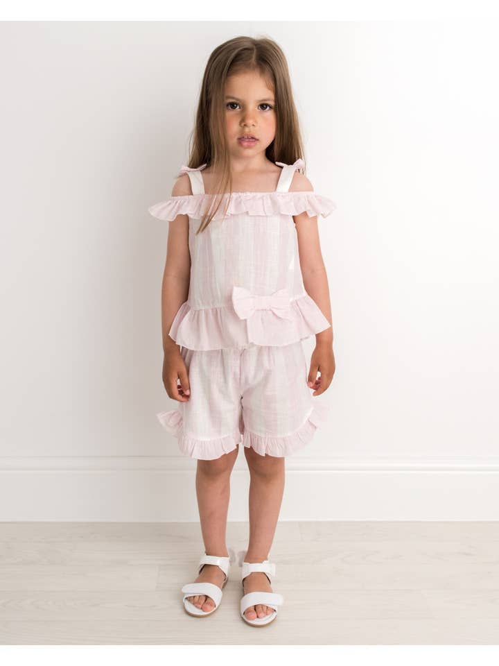 Caramelo Kids - Wholesale Top & Short Set - Kids - Candy Stripe Cold Shoulder Short Set