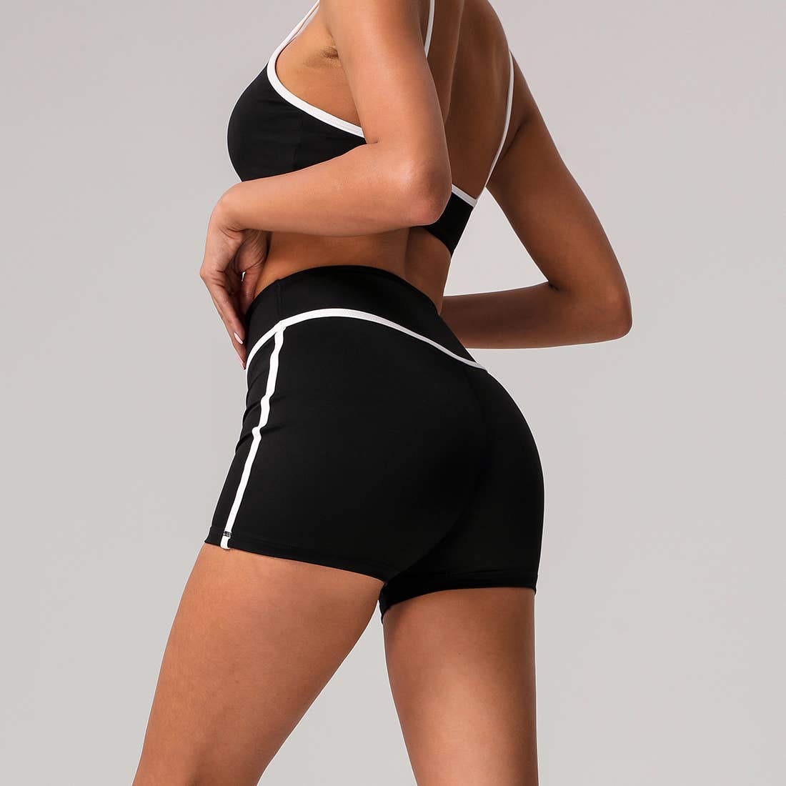 Sodalemon - Wholesale Athletic Shorts - Women's - Women Color Block No Front Seam Tight Fitness Sport Short7