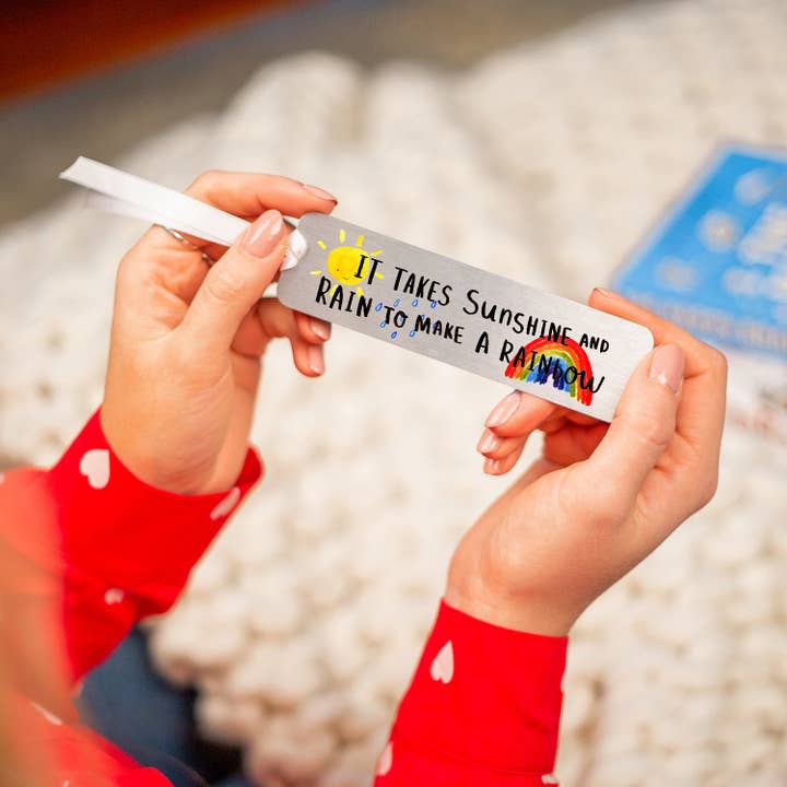 'Takes Sunshine And Rain To Make A Rainbow' Bookmark for wholesale by Ellie Ellie LTD