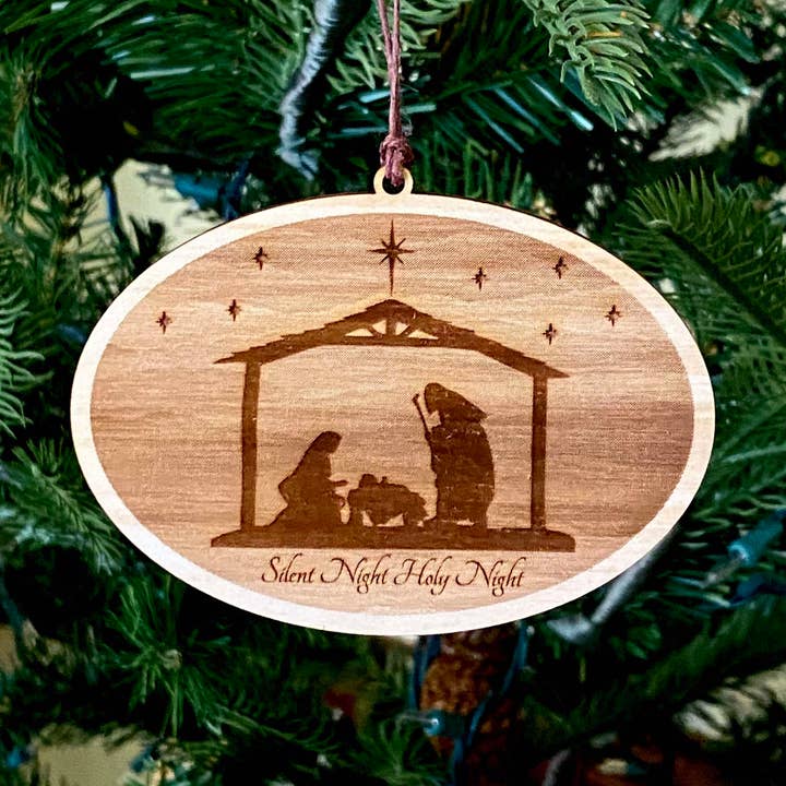 Nativité Nuit Silencieuse Nuit Sainte - Ornement Gravé au Laser pour la vente par Gifts By Grace