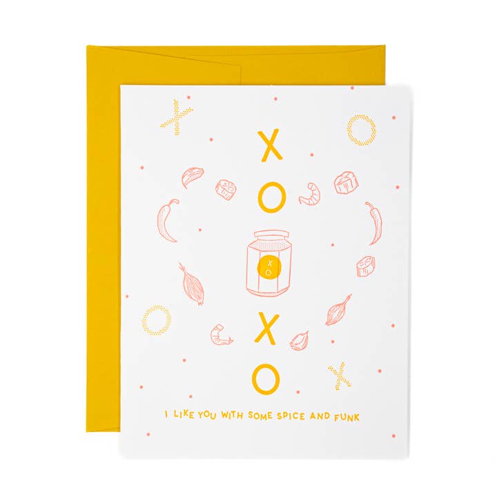 XOXO Sauce Love Letterpress Card for wholesale by Sherry's Palette
