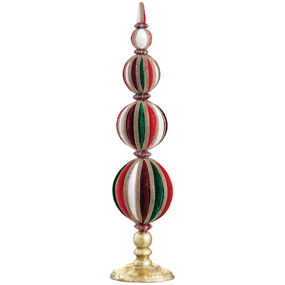 Dunn Deals - Wholesale Christmas Decoration - Christmas Carousel Collection - 20" Diamond Velvet Ball Table Top Red Green0
