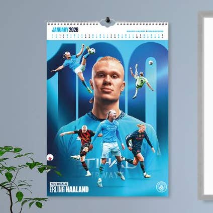 MANCHESTER CITY FC 2026 A3 DELUXE CALENDAR for wholesale by Danilo Promotions Ltd