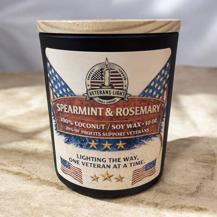Spearmint & Rosemary – Hand-Poured Soy & Coconut Wax Candle for wholesale by Veterans Light Candle Company