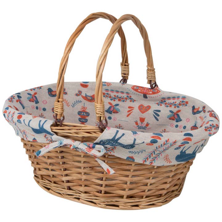 Panier osier/tissu ovale Scandinave 40x29x16 cm pour la vente par Deffrennes