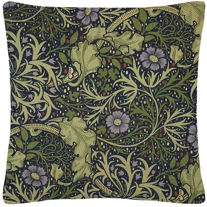 Cojín William Morris con forma de flor azul para venta al por mayor de Golden Hill Studio