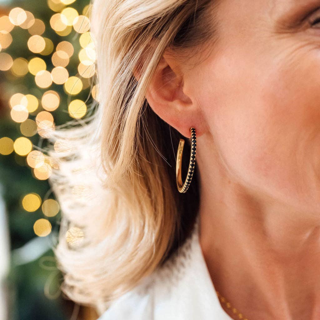 Steward & James - Wholesale Hoop Earrings - Kelce Hoop Earrings in Black4