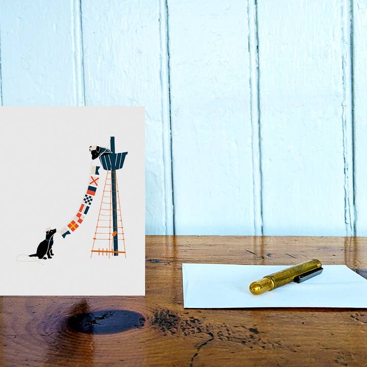 Cartão de Saudação em Branco com Bandeira Náutica Pup por atacado de Soijen Illustrations