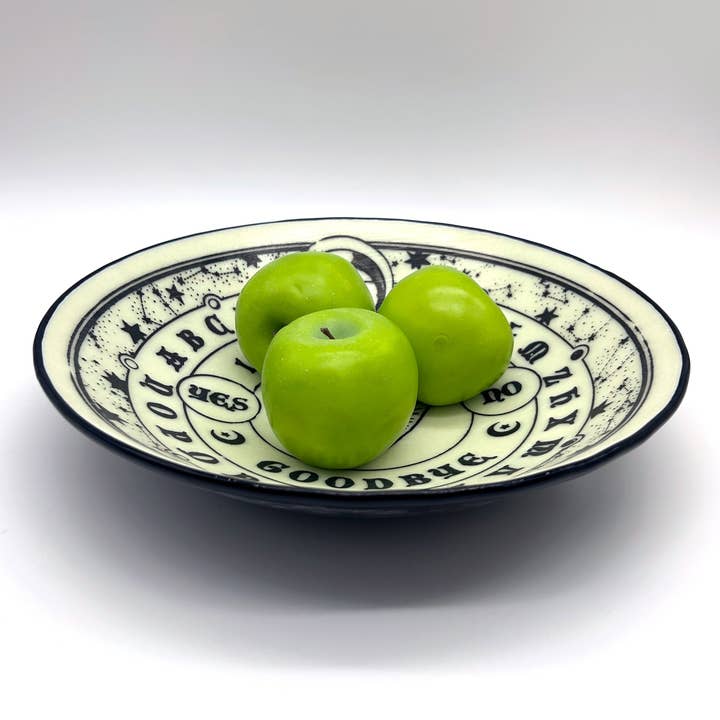 Kiku Handmade | Contemporary Fused Glass Home Goods - Wholesale Serve Bowl - Witchy Ouija Board Fused Glass Large 13" Serving Bowl4