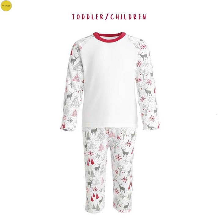 DeeJons Blanks - Wholesale Sleepwear Set - Kids - Family Matching Set Grey And Red Reindeer Pyjamas