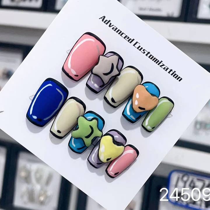 hand made Press on Nails 24509 for wholesale by foamboxnail