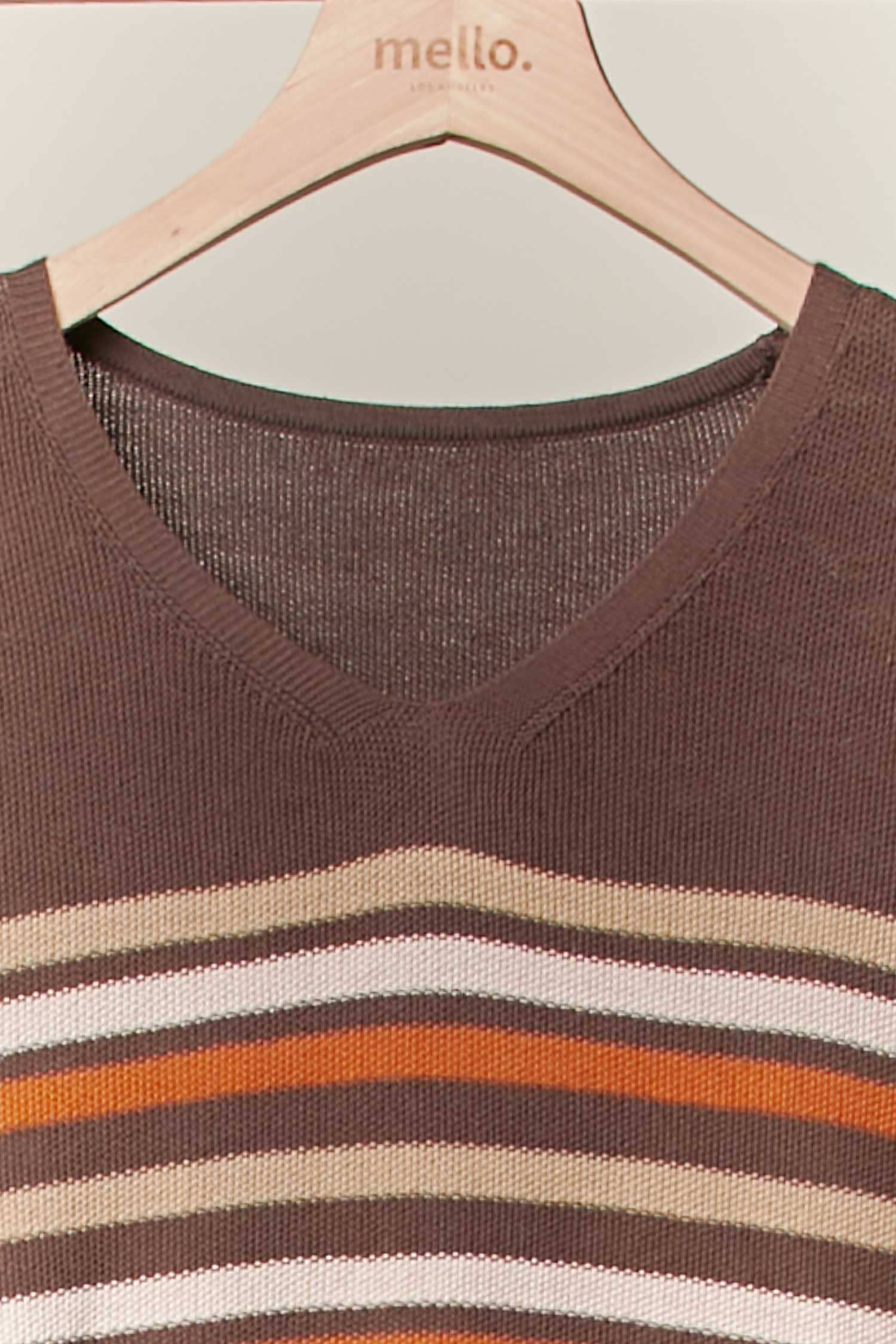 Mello. - Vente Pull en maille – femme - Pull léger en maille rayée2