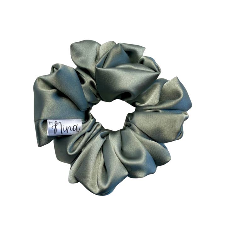 THE SAGE SATIN XL HAIR SCRUNCHIE for wholesale by Nina Marie Scrunchies+