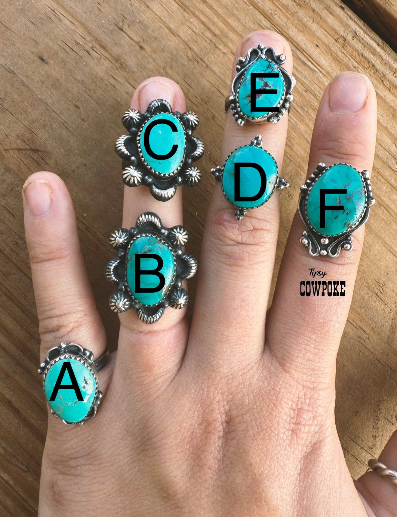 Tipsy Cowpoke - Wholesale Cocktail/Statement Ring - Turquoise Rings Size 61