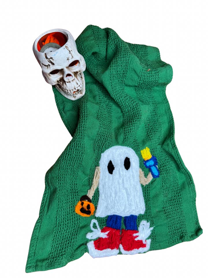Kitchen towel for halloween, cute trick or treat for wholesale by Miss Mavis Fun House