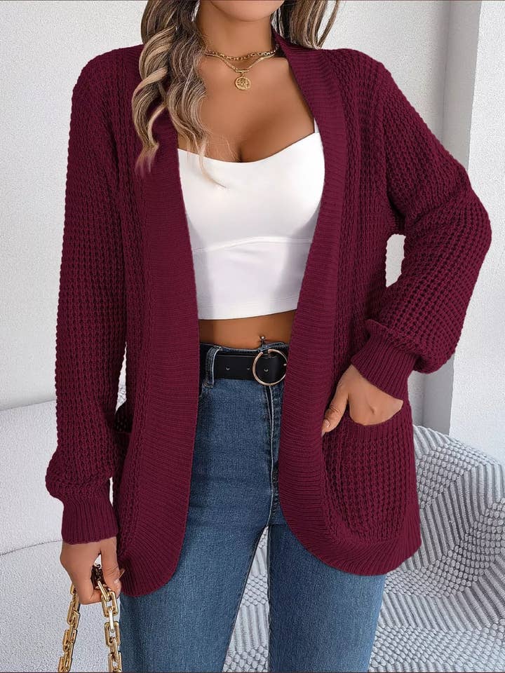 Chunky Knit Open Front Cardigan with Pockets for wholesale by Beyond Apparel