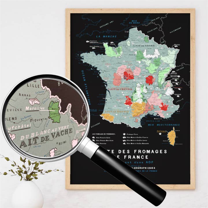 Mapa educativo de quesos franceses para venta al por mayor de LES ATELIERS MULKOGRAPHIQUES