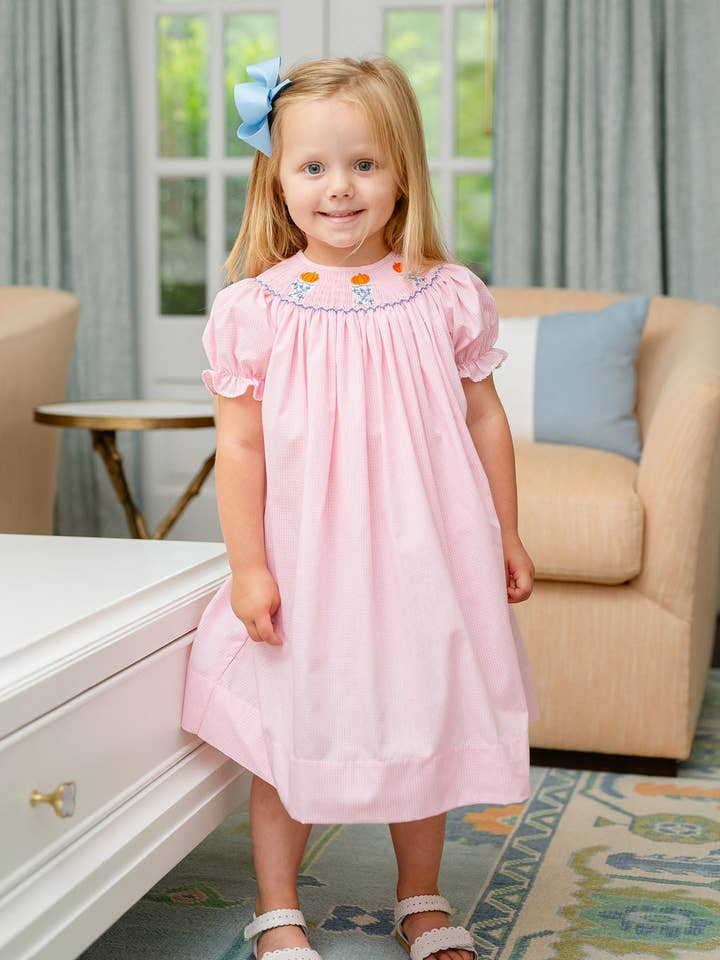 Ruth and Ralph - Wholesale Dress - Kids - Pumpkins Smocked Helen Dress6