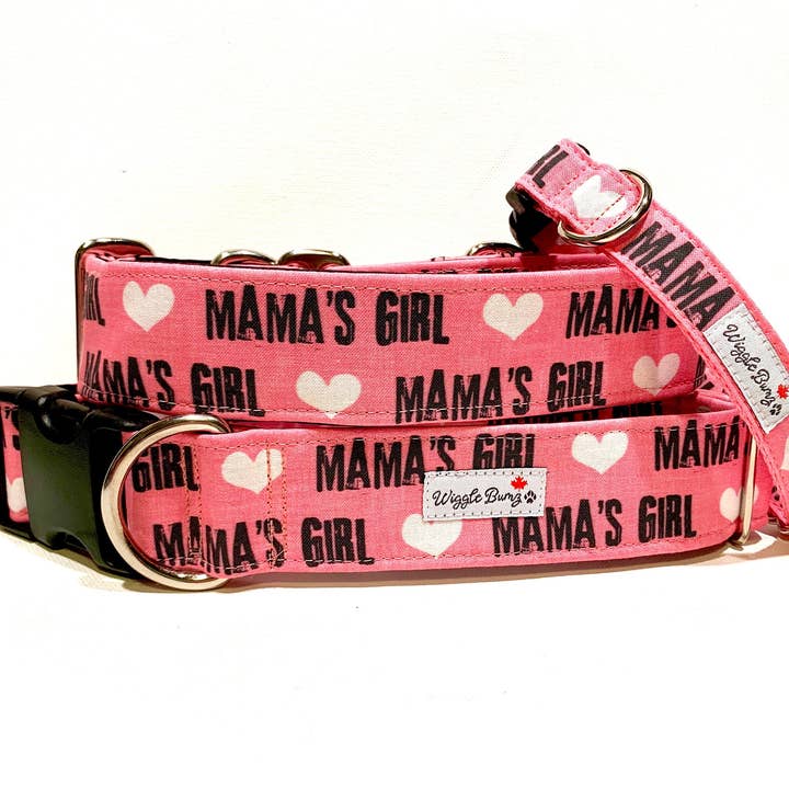 Mama's Girl Pink Dog Collar for wholesale by Wiggle Bumz