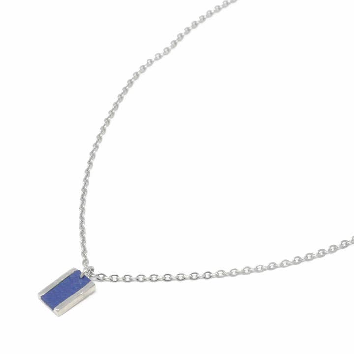 Colar Rectangular com Inlay de Couro Azul por atacado de Sobo & Co Jewellery