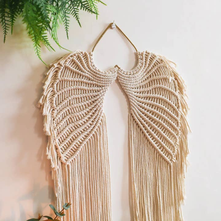 Crystolver (We Cover All Import Fees) - Wholesale Tapestry/Textile - Angel Wings Macrame Wall Hanging3